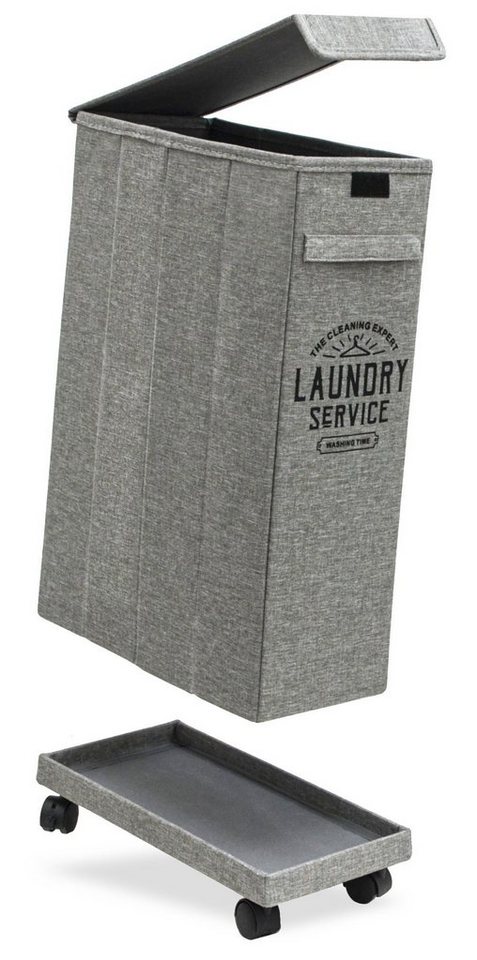 DuneDesign Wäschekorb mit Deckel und Rollen - Schmale 50L Wäschebox - Nischenwäschekorb Grau, 20 x 40 x 60 Platzsparender Wäschesammler mit Griffen - Faltbare Box DuneDesign Wäschekorb mit Deckel und Rollen - Schmale 50L Wäschebox - Nischenwäschekorb Grau, 20 x 40 x 60 Platzsparender Wäschesammler mit Griffen - Faltbare Box von DuneDesign
