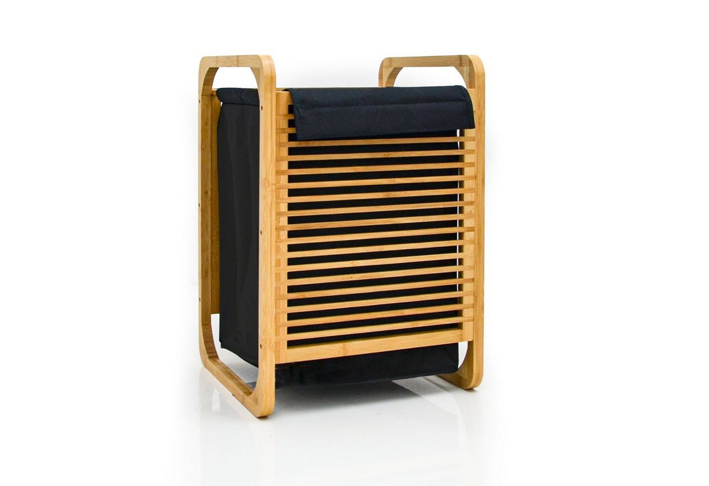 DuneDesign Wäschesack 50L Wäschekorb Bambus mit Deckel und Wäschesack, 40x36x57 Holz Wäschesammler von DuneDesign