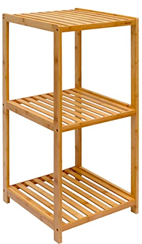 DuneDesign XL Bambus Holz Regal 83 x 38 x 39,5 cm 3 Fächer Stand-Regal Badezimmer Ablage Küchen Aufbewahrung Badregal von DuneDesign