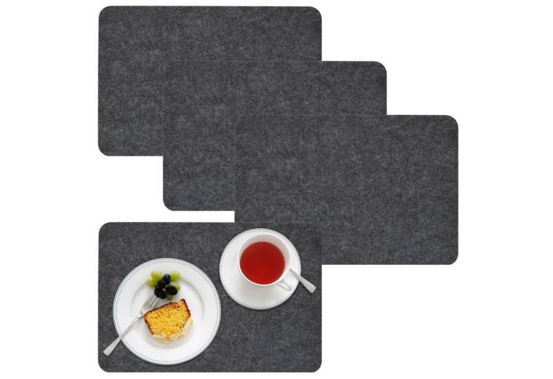 DuneDesign Platzset 4 Extra-Dicke Filz Tischsets Edle Platzsets, 43x30x0,5cm Platzdeckchen grau von DuneDesign