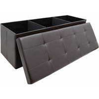 110cm Foldable Ottoman Storage Box - 120L Faux Leather Sofa Stool - Storage Box - braun von Dunedesign