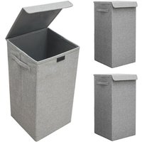 2er Set 50L Wäschekorb mit Deckel 30x30x60 - xxl Wäschesammler Wäschebox Faltbar von Dunedesign