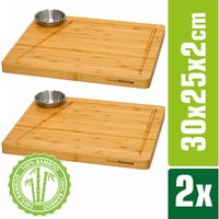 2er-Set Bambus-Servierbrett + Dip-Schale 30x25cm Holz-Steak-Teller Speiseteller 2er-Set Bambus-Servierbrett + Dip-Schale 30x25cm Holz-Steak-Teller Speiseteller von Dunedesign