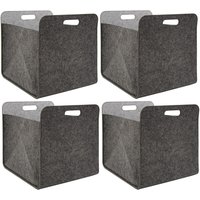 4er Set Filz Aufbewahrungsbox 33x33x38 cm Kallax Filzkorb Regal Einsatz Box Grau von Dunedesign