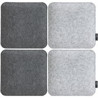 Dunedesign - 4 Filz Sitzkissen Eckig 35x35x3cm Stuhlkissen Set Wende Sitzauflage Weich Grau - grau von Dunedesign