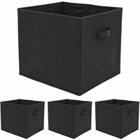 Dunedesign - 4er Set Aufbewahrungsbox für Kallax Regal - 33x38x33 Stoff Box mit Griff - Black - schwarz von Dunedesign