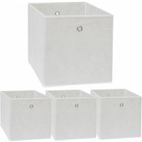 4er Set Aufbewahrungsbox für Kallax Regal 33x38x33 Stoff Box mit Öse Weiß - weiss von Dunedesign