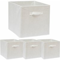 Dunedesign - 4er Set Aufbewahrungsbox für Kallax Regal 33x38x33 Stoff mit Griff Faltbox Weiß - weiss von Dunedesign