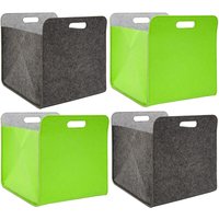 Dunedesign - 4er Set Filz Aufbewahrungsbox 33x33x38cm Kallax Filzkorb Regal Box Grau-Grün - grau von Dunedesign