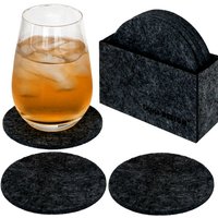 8 Edle Filz-Untersetzer ø 10cm Runde Filz-Bierdeckel Gläser Getränke Glas-Untersetzer Set Filz-Box Anthrazit von Dunedesign