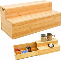 Kaffee und Tee Bambus Box 36x17x16 Kaffeekapsel Organizer Holz Teebox Schublade von Dunedesign