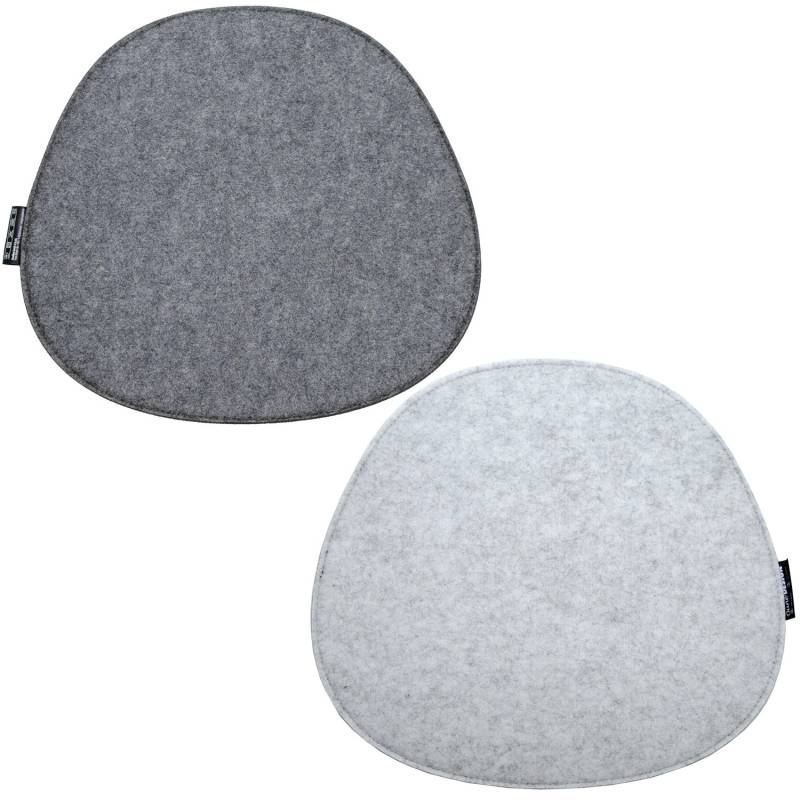 DuneDesign 2 Ovale Sitzkissen aus Filz 40 x 37 cm in Grau und Hellgrau von Dunedesign