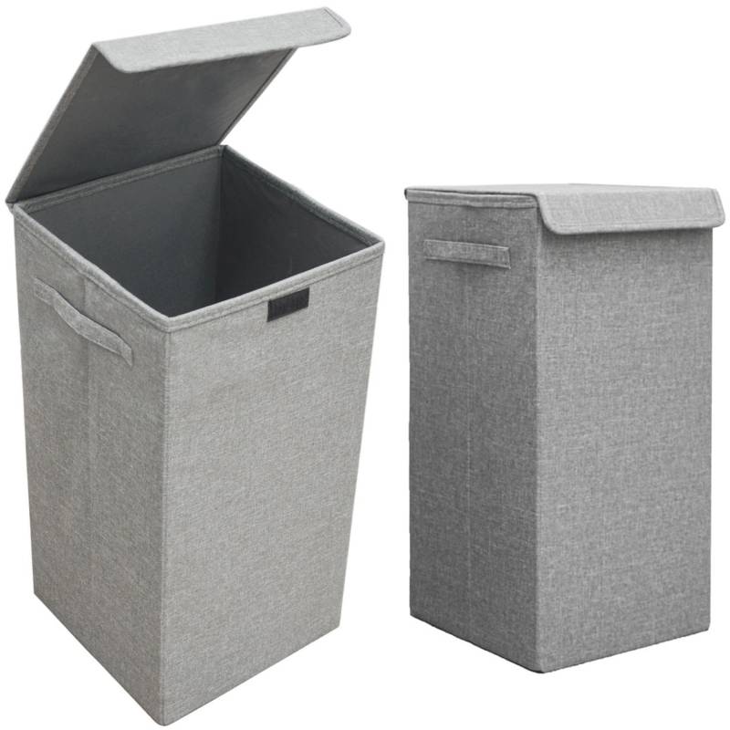 DuneDesign 2er Set Wäschekorb 50 Liter mit Deckel & XXL Wäschesammler von Dunedesign