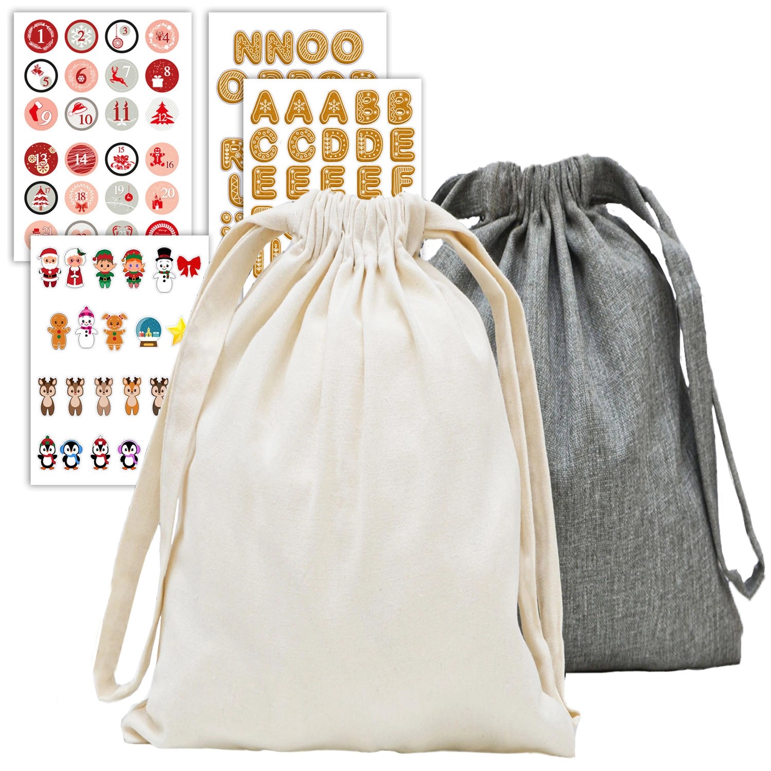 DuneDesign 2er Set Weihnachts Geschenkbeutel 32 x 32 cm mit 100 Aufklebern DuneDesign 2er Set Weihnachts Geschenkbeutel 32 x 32 cm mit 100 Aufklebern von Dunedesign