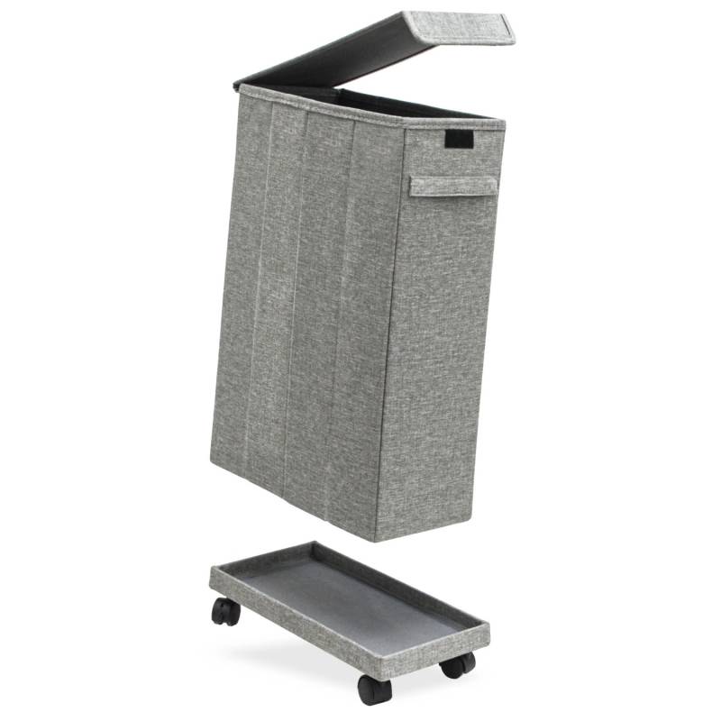 DuneDesign 50 Liter Wäschekorb mit Rollen 20 x 40 x 60 cm Grau von Dunedesign