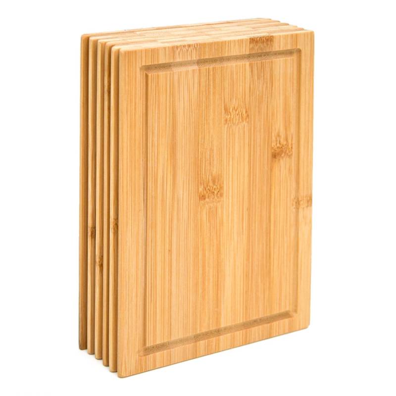 DuneDesign 6er Set Frühstücksbrettchen 22 x 15 cm aus Bambus Rund von Dunedesign