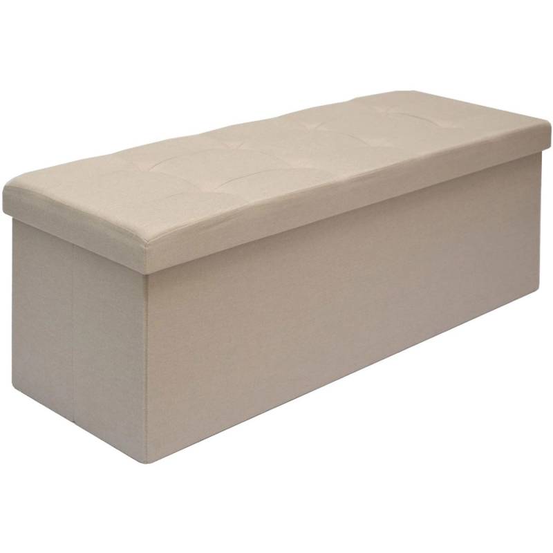 DuneDesign Faltbare Sitzbank 120L Truhe & 2 Trennwände 110 x 38 x 38 cm Beige von Dunedesign