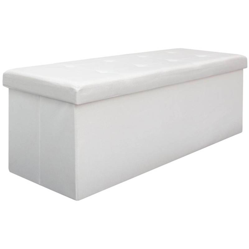 DuneDesign Faltbare Sitzbank mit 120L Truhe & 2 Trennwände 110 x 38 x 38 cm Weiß von Dunedesign
