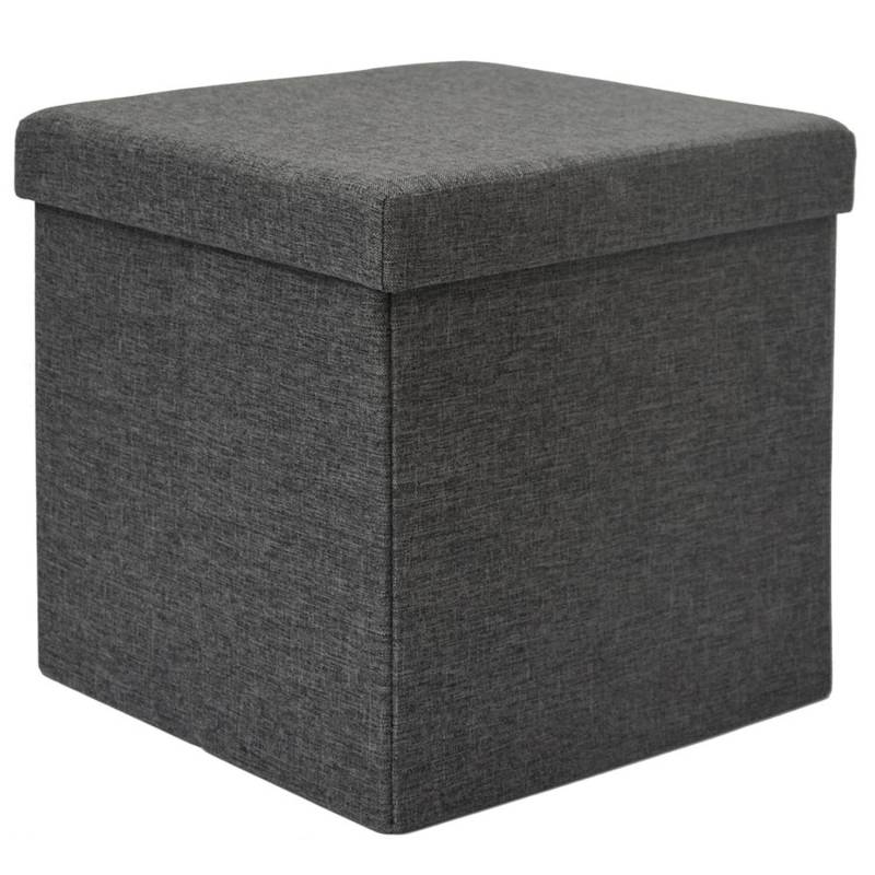 DuneDesign Faltbarer Sitzwürfel 38 x 38 x 38 cm mit Stauraum Dunkelgrau von Dunedesign