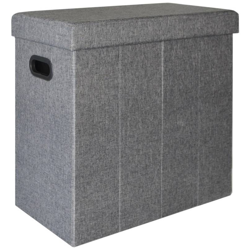 DuneDesign Faltbarer Wäschekorb 70 Liter in Leinen-Optik Grau von Dunedesign
