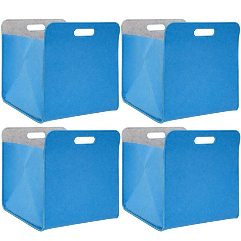 DuneDesign Filz Aufbewahrungsbox für Kallax Regal 33 x 33 x 38 cm 4er Set Blau von Dunedesign