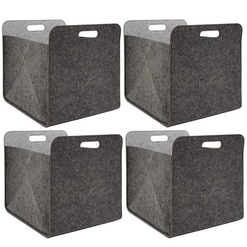 DuneDesign Filz Aufbewahrungsbox für Kallax Regal 33 x 33 x 38 cm 4er Set Grau von Dunedesign
