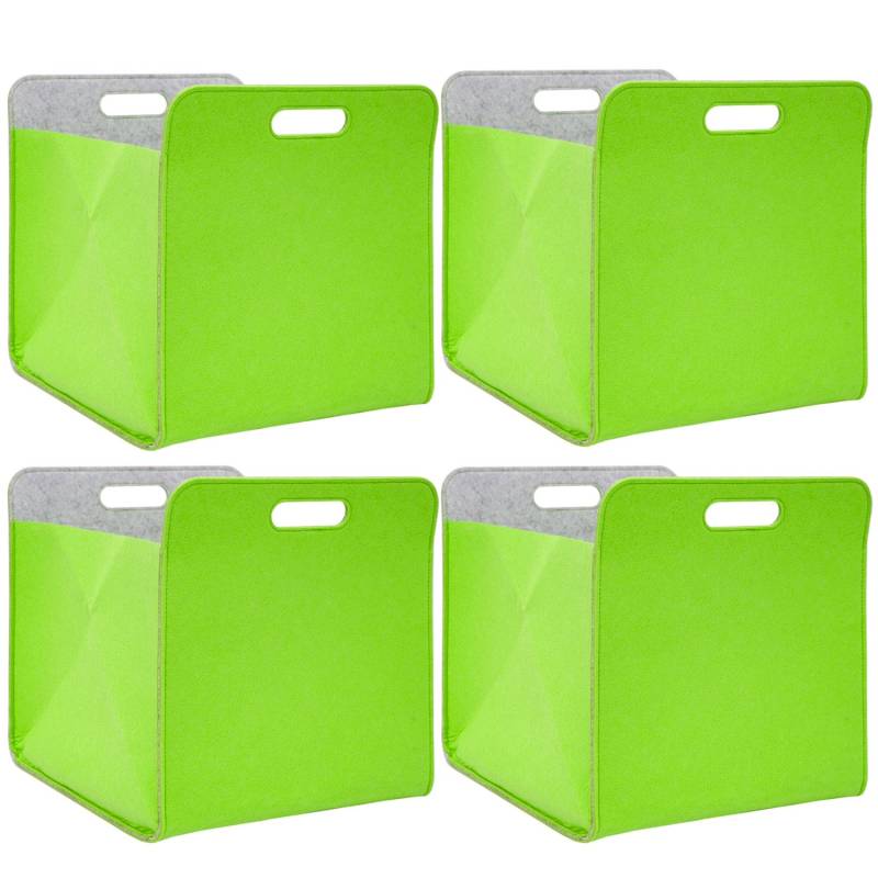 DuneDesign Filz Aufbewahrungsbox für Kallax Regal 33 x 33 x 38 cm 4er Set Grün von Dunedesign