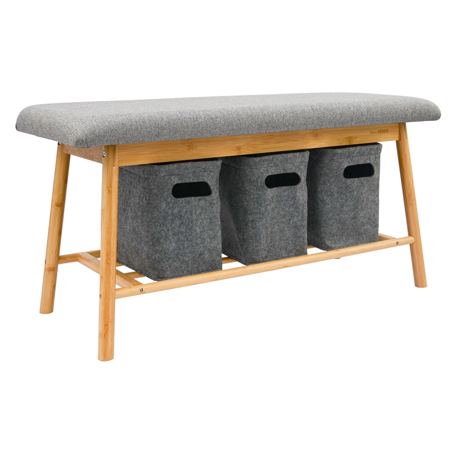 DuneDesign Nordic Sitzbank mit 3 Filzkörben 90 x 34 x 44 cm Bambusfarben DuneDesign Nordic Sitzbank mit 3 Filzkörben 90 x 34 x 44 cm Bambusfarben von Dunedesign