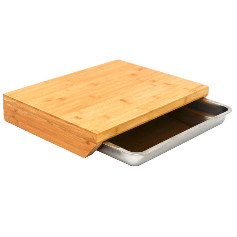 DuneDesign Schneidebrett 49 x 37 x 8 cm mit Edelstahl Auffangschale von Dunedesign