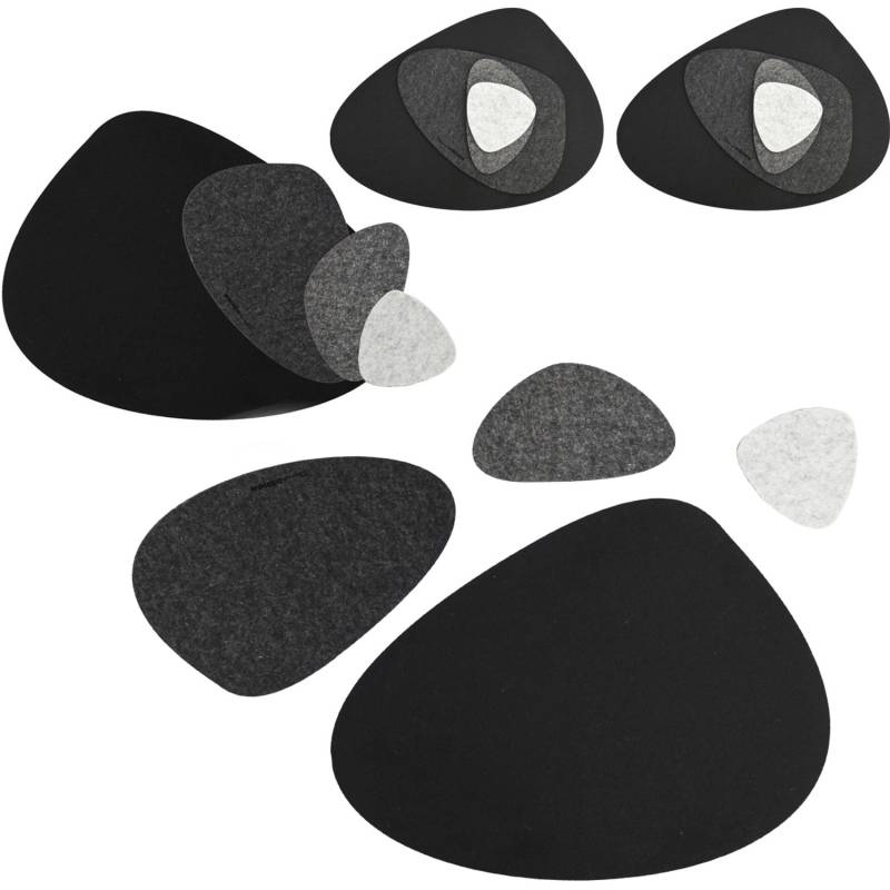 DuneDesign Tischset für 4 Personen Flusskiesel-Design Schwarz von Dunedesign