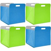 4er Set Filz Aufbewahrungsbox 33x33x38cm Kallax Filzkorb Regal Filzbox Blau Grün von NO BRAND