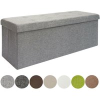 Faltbare Sitzbank 110x38x38cm Sitztruhe inkl. 2 Trennwände 120L Polsterbank Grau von Dunedesign