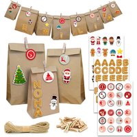 Dunedesign - diy Adventskalender zum Befüllen - 24 Papiertüten in 3 Größen Sticker Bastelset Dunedesign - diy Adventskalender zum Befüllen - 24 Papiertüten in 3 Größen Sticker Bastelset von Dunedesign