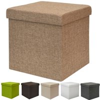 Faltbarer Sitzhocker 38cm Fußhocker Polsterhocker 42L Sitzwürfel Hellbraun - braun von Dunedesign