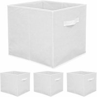 Dunedesign - Faltbox Set 4 Boxen für Kallax Regal weiß 33x38x33cm Expedit Box mit Stoffgriff - weiss von Dunedesign