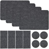 Filz Tischset Bestecktasche Untersetzer Set 43x30 cm Stoff Platzset Filzset Grau von Dunedesign