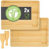 Mit Auffangschale: 2er Set Schneidebrett Bambus 30x22 Holzbrett Frühstücksbrett Mit Auffangschale: 2er Set Schneidebrett Bambus 30x22 Holzbrett Frühstücksbrett von Dunedesign