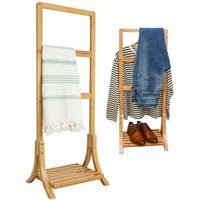 Nachhaltiger Bambus Handtuchständer 40x30x102 Kleiderständer Bad Handtuchhalter - braun von Dunedesign