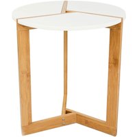 Nordic Style Beistelltisch 40 x 45 cm Holz Tisch Rund Couchtisch Nachttisch Weiß - weiss von Dunedesign