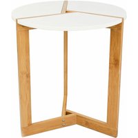 Nordic Style Beistelltisch 40 x 45 cm Holz Tisch Rund Couchtisch Nachttisch Weiß - weiss von Dunedesign