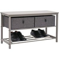 Schuhbank mit Sitzfläche Holz - 80x30x45 Garderobenbank mit Schuhregal und Boxen von Dunedesign