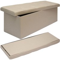 Sitzbank faltbar 110x38x38 cm Beige Grau mit 2 Trennwänden von NO BRAND