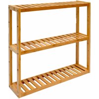 Bambus Wandregal - 60x54x15cm - Bad Küche Hängeregal Holz - Badregal Küchenregal - braun von Dunedesign