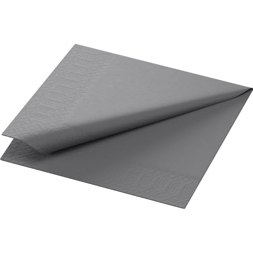 Duni 168402 3-lagig Tissue Servietten, 24 cm x 24 cm, granit grau (Packung 2000) von Duni