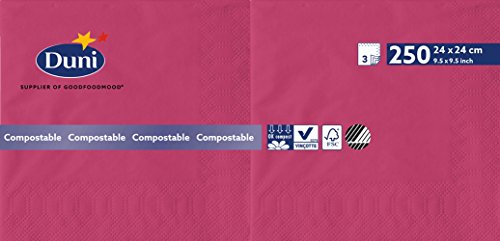 Duni 168408 3-lagig Tissue Servietten, 24 cm x 24 cm, fuchsia (2000 Stück) von Duni