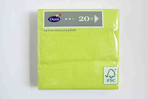 Duni Cocktail-Servietten 3lagig Tissue Uni kiwi, 24 x 24 cm, von Duni