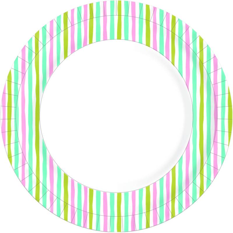 Duni Pappteller Bio weiß Stripes multi Ø 22 cm - 10 Stück von Duni