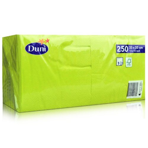 Duni Servietten 3lagig Tissue Uni kiwi, 33 x 33 cm, 250 Stück von Duni