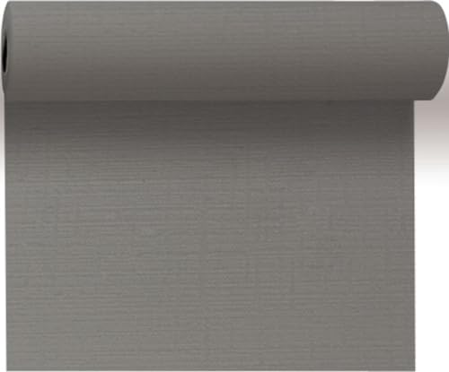 Duni Tête-à-Tête-Tischläufer aus Evolin alle 1,20 m lang perforiert, Uni Granite Grey, 41 x 2400 cm von Duni