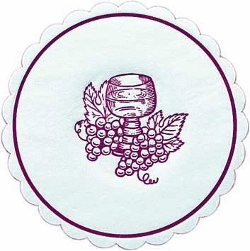 Untersetzer / Tassendeckchen "Weinglas / Trauben" Bordeaux (10 cm / 8-lagig - 1000 Stück) TISCHDEKO von Duni